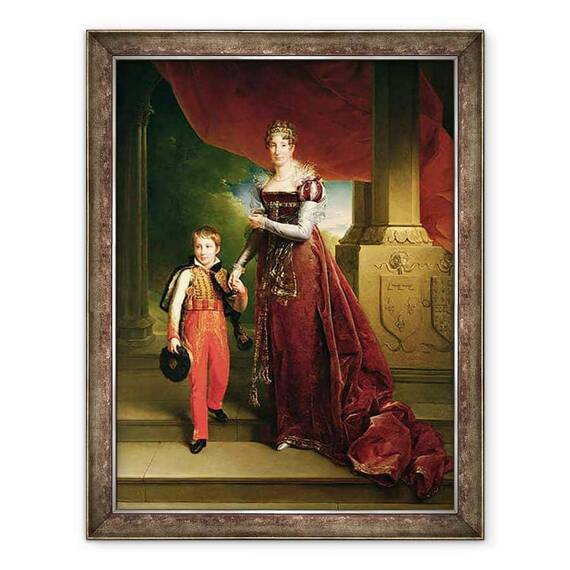 Tablou inramat - Baron Gerard, Francois Pascal Simon - Marie Amelie de Bourbon 1782-1866 Ducesa de Orleans si Fiul ei - - Roveli