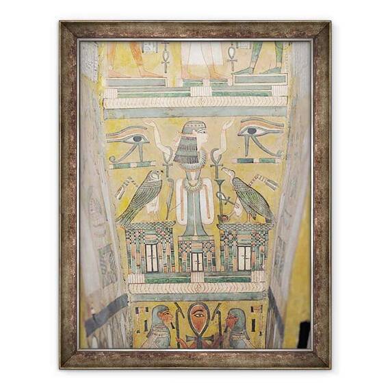 Tablou inramat - Third Intermediate Period Egyptian - Interiorul sicriului lui Imenemipet care prezinta ochiul wedjat si o femeie cu brate ridicate - - Roveli