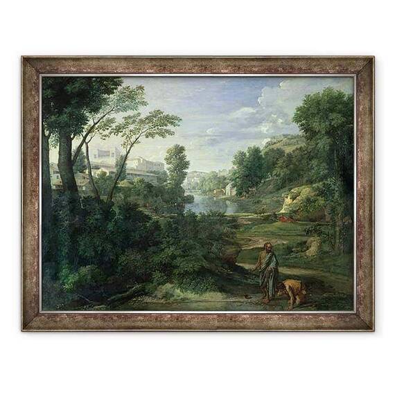Tablou inramat - Nicolas Poussin - Peisaj cu Diogene - - Roveli