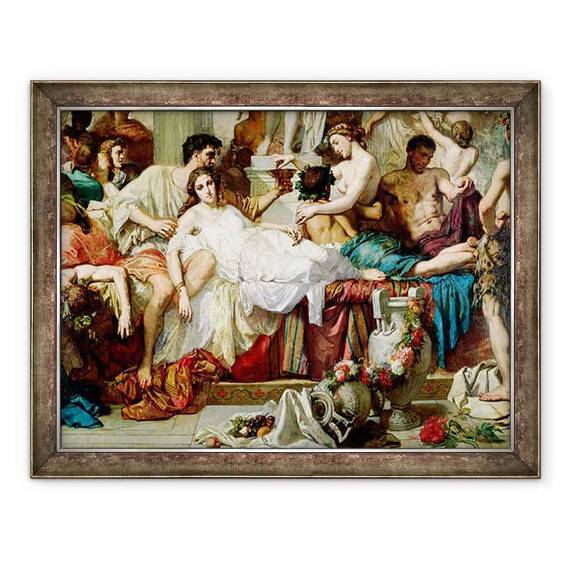 Tablou inramat - Thomas Couture - Romanii Decadentei, detaliu al grupului central - - Roveli