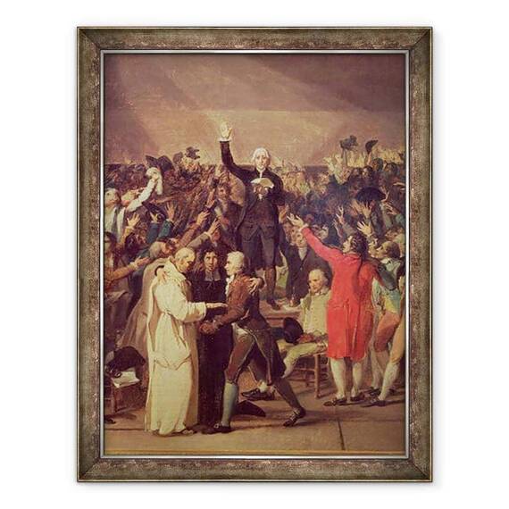 Tablou inramat - Jacques Louis David - Juramantul Terenului, 20 iunie 1789, detaliu al grupului din jurul lui Bailly - - Roveli
