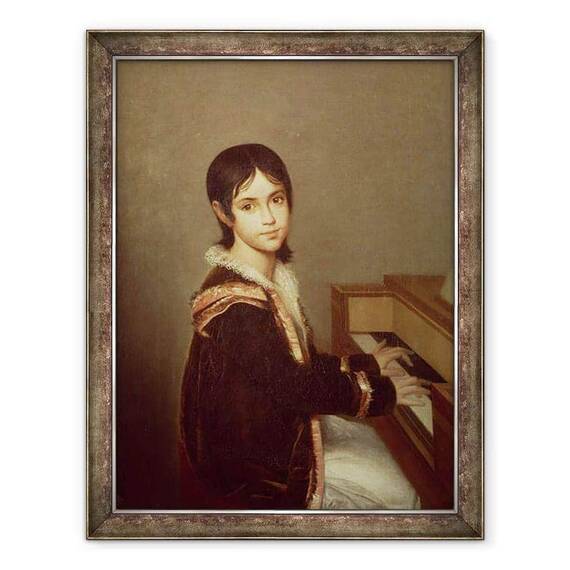 Tablou inramat - Domingos Antonio de Sequeira - Fiica artistului la pian - - Roveli