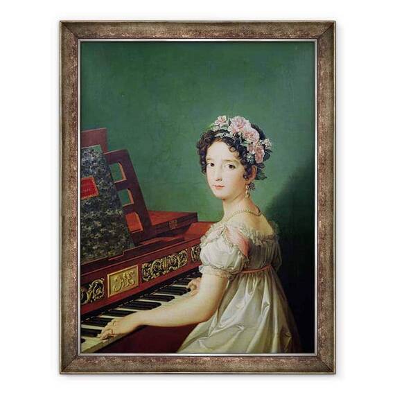 Tablou inramat - Zacarias Gonzalez Velazquez - Fiica artistului la Clavichord - - Roveli