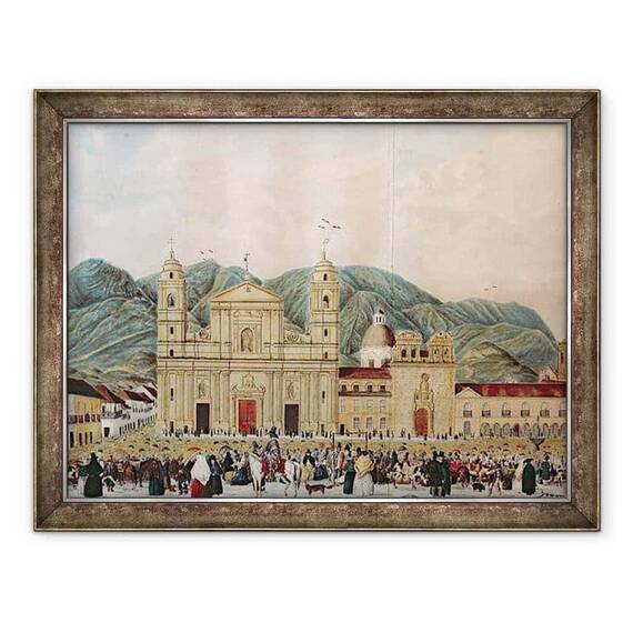 Tablou inramat - J. Castillo - Plaza de Bolivar, Bogota - - Roveli