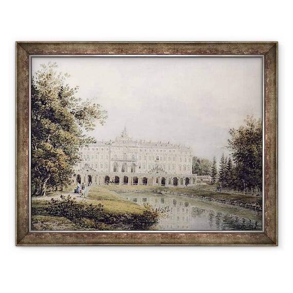Tablou inramat - Yegor Yegorovich Meier - Vedere la Marele Palat din Strelna langa Sankt-Petersburg - - Roveli
