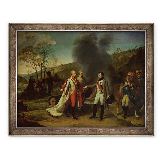 Tablou inramat - Baron Antoine Jean Gros - intalnire intre Napoleon I 1769-1821 si Francisc al II-lea 1768-1835 dupa batalia de la Austerlitz - - Roveli
