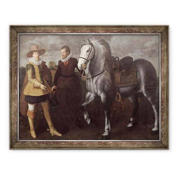Tablou inramat - Adriaen I van Nieulandt - Portret De Un Gentleman Cu Calul Sau si Mirele - - Roveli