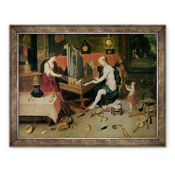 Tablou inramat - Jan van Kessel - Alegorie de audiere - - Roveli