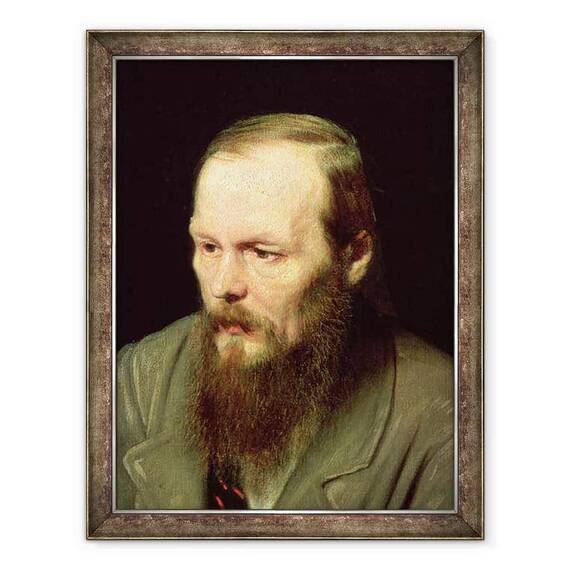 Tablou inramat - Vasili Grigorevich Perov - Portretul lui Fiodor Dostoievski 1821-81 1872 ulei pe panza - - Roveli