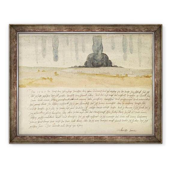 Tablou inramat - Albrecht Durer - Peisaj de vis cu text - - Roveli