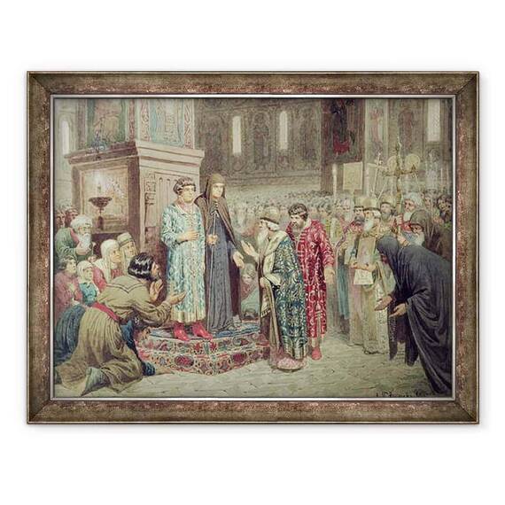 Tablou inramat - Aleksei Danilovich Kivshenko - Consiliul de apel Michael F. Romanov 1596-1645 la domnie - - Roveli