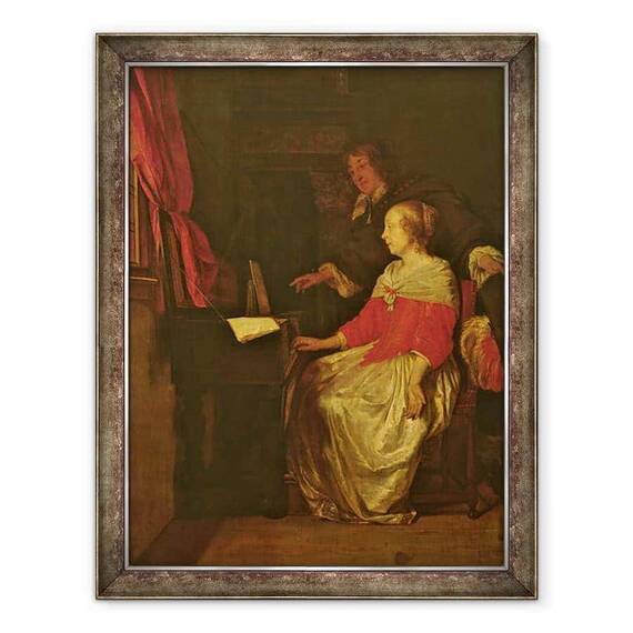 Tablou inramat - Gabriel Metsu - Lectia Virginala - - Roveli