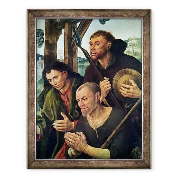 Tablou inramat - Hugo van der Goes - sef al Pastorilor, detaliu din panoul central al Altarpiesei Portinari - - Roveli
