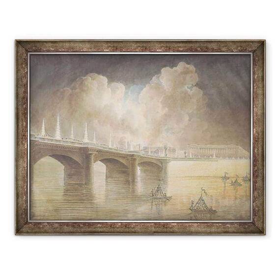 Tablou inramat - Francesco Piranesi - Focuri de artificii in Place de la Concorde pentru aniversarea 18 Brumaire 9 noiembrie 1799 - - Roveli