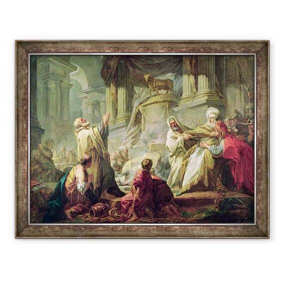 Tablou inramat - Jean-Honore Fragonard - Ieroboam Sacrificand vitelului de Aur - - Roveli