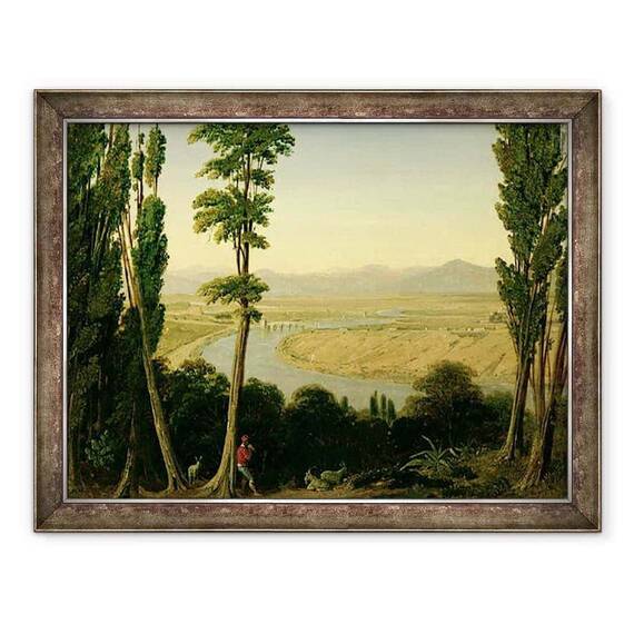 Tablou inramat - William Linton - O vedere a Tibrului si Campagna romana de la Monte Mario - - Roveli