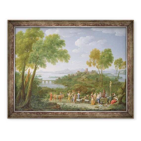 Tablou inramat - Hendrik van Lint - Un peisaj italian extins cu un sacrificiu - - Roveli