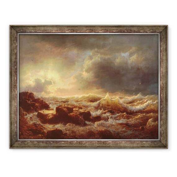 Tablou inramat - Andreas Achenbach - Curatarea - Coasta Siciliei - - Roveli