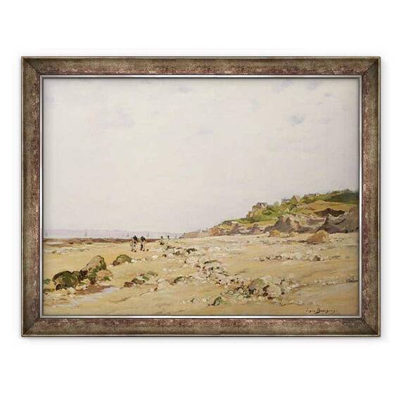 Tablou inramat - Eugene Bourgeois - Plaja de la Villerville - - Roveli