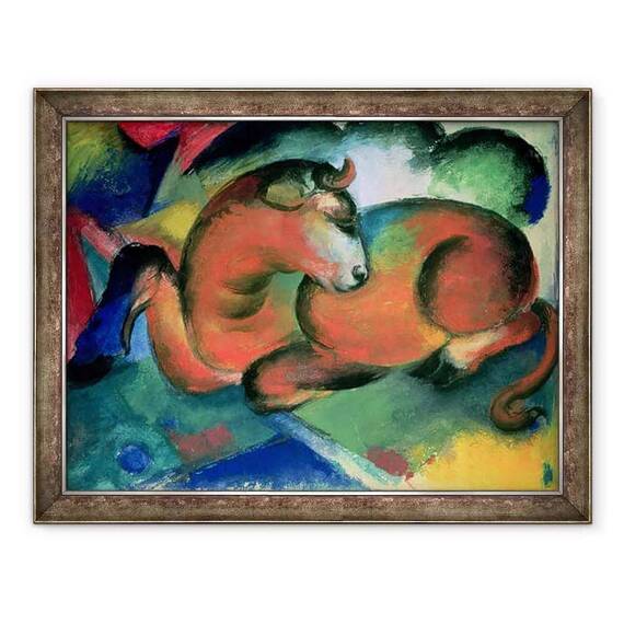 Tablou inramat - Franz Marc - Taurul Rosu - - Roveli