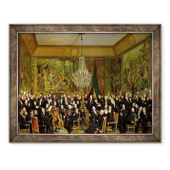 Tablou inramat - Francois Auguste Biard - Salonul lui Alfred Emilien, Conte de Nieuwerkerke 1811-92 la Luvru - - Roveli