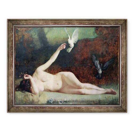 Tablou inramat - Ernst Philippe Zacharie - Femeie cu porumbei - - Roveli