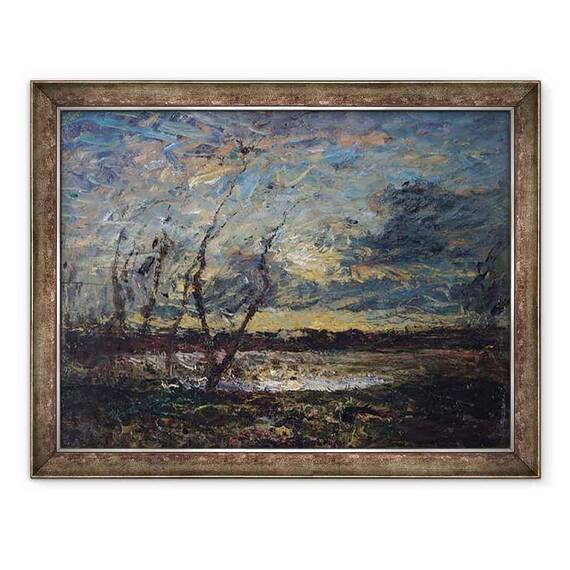 Tablou inramat - Auguste Francois Ravier - Peisaj la marginea localitatii Cremieu - - Roveli