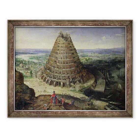 Tablou inramat - Lucas van Valckenborch - Turnul Babel - - Roveli