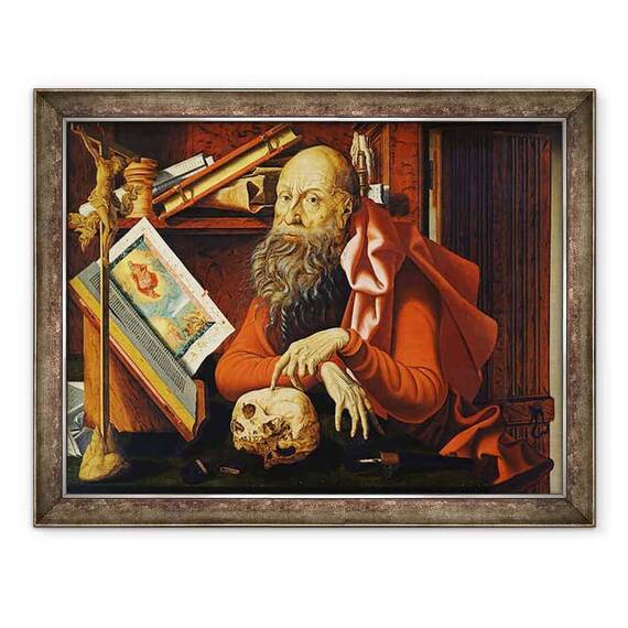 Tablou inramat - Marinus van Reymerswaele - Sfantul Jerome in oratoriul sau - - Roveli