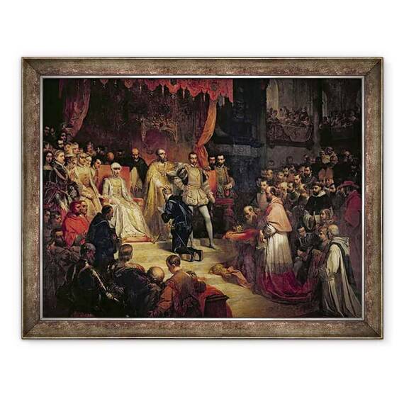 Tablou inramat - Louis Gallait - Abdicarea lui Carol al V-lea 1500-58 1841 - - Roveli