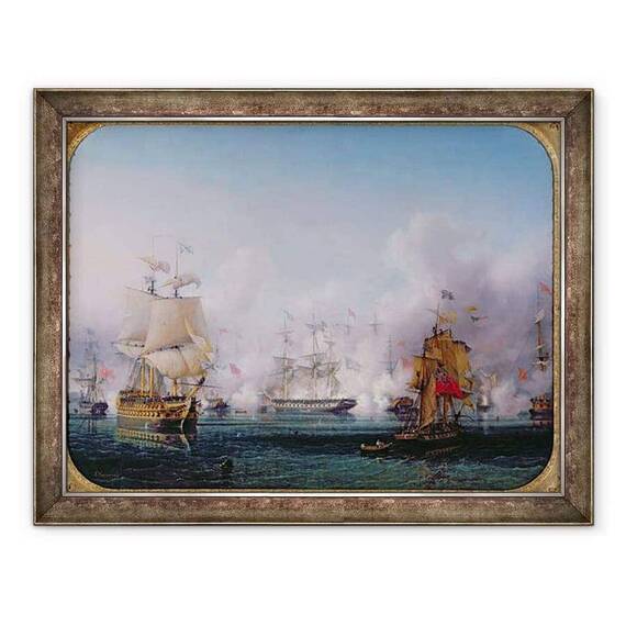Tablou inramat - Ambroise-Louis Garneray - Episodul Bataliei de la Navarino, 20 octombrie 1827 - - Roveli