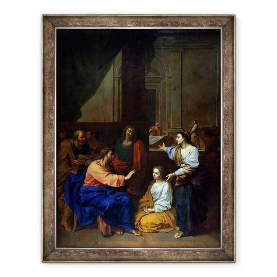 Tablou inramat - Claude II Saint-Paul - Hristos cu Marta si Maria - - Roveli