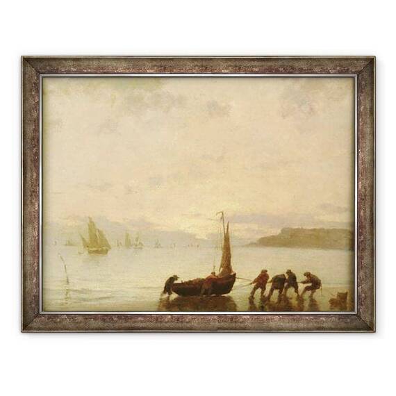 Tablou inramat - Eugene Louis Boudin - intoarcerea de la pescuit cu apusul soarelui - - Roveli