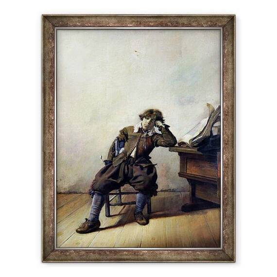 Tablou inramat - Pieter Codde - Un tanar student in studiul sau sau, Fumatorul - - Roveli