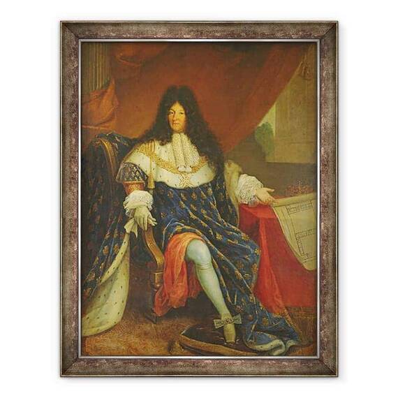Tablou inramat - Scoala franceza - Ludovic al XIV-lea 1638-1715 tinand un plan al Maison Royale de Saint-Cyr - - Roveli
