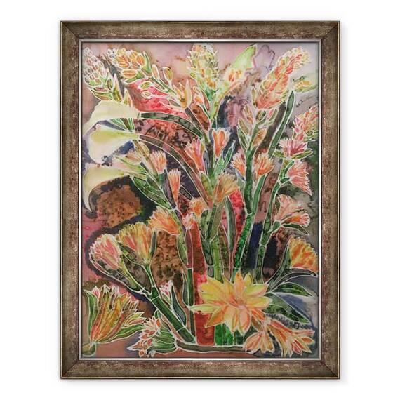 Tablou inramat - Hilary Simon - Lillies Calla cu Trandafiri Tuber - - Roveli