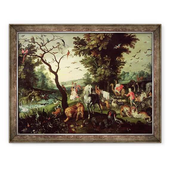 Tablou inramat - Jan Brueghel the Elder - Animalele care intra in Arca lui Noe - - Roveli