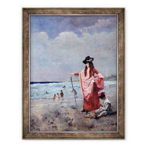 Tablou inramat - Alfred Emile Stevens - Pe plaja - - Roveli