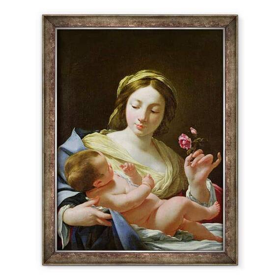 Tablou inramat - Simon Vouet - Fecioara si Copilul cu Trandafir - - Roveli
