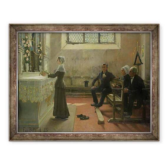 Tablou inramat - Jean Eugene Buland - Oferind Fecioarei in ziua de dupa nunta - - Roveli