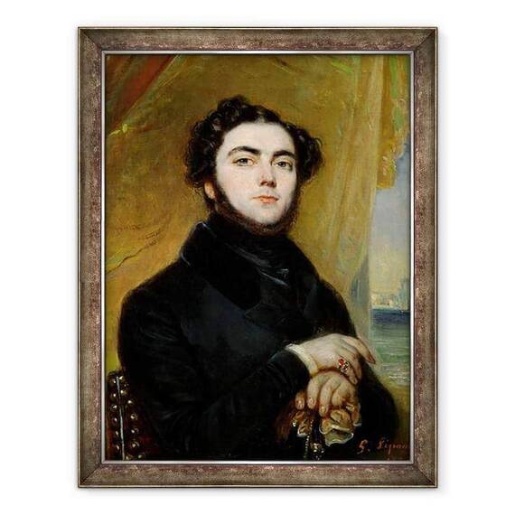 Tablou inramat - Francois Gabriel Guillaume Lepaulle - Portretul lui Eugene Sue 1804-57 1837 - - Roveli