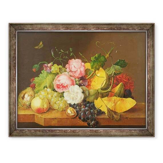 Tablou inramat - Franz Xavier Petter - Natura moarta cu flori si fructe - - Roveli