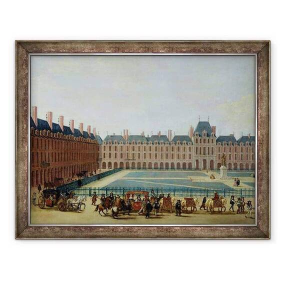 Tablou inramat - Scoala franceza - Locul Royale cu trasura regala - - Roveli