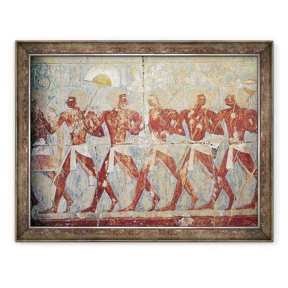 Tablou inramat - Egyptian 18th Dynasty - Relief ilustrand o parada in onoarea zeitei Hathor - - Roveli