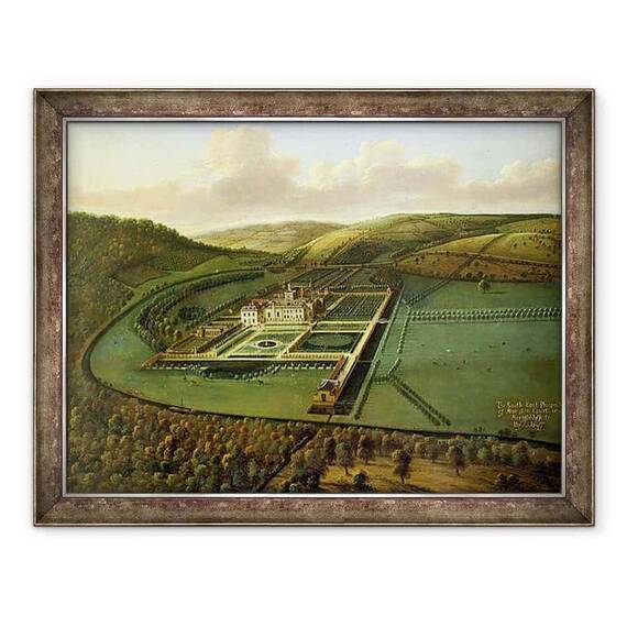 Tablou inramat - Leonard Knyff - Prospect de sud-est a Hampton Court, Herefordshire - - Roveli