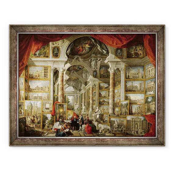 Tablou inramat - Giovanni Paolo Pannini - Galerie cu vedere la Roma Moderna - - Roveli