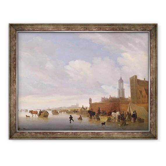 Tablou inramat - Salomon van Ruisdael - Scena de iarna langa Utrecht - - Roveli