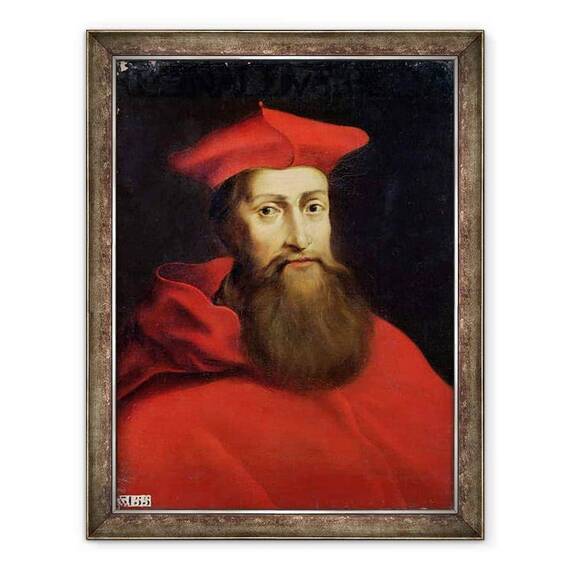 Tablou inramat - Scoala franceza - Cardinalul Reginald Pole 1500-58 Arhiepiscop de Canterbury - - Roveli