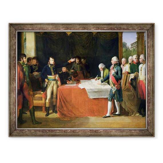 Tablou inramat - Guillaume Lethiere - Preliminarii Pacii semnate la Leoben, 17 aprilie 1797 - - Roveli