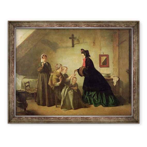 Tablou inramat - Paul Leon Lucien Gopil - imparateasa Eugenie 1826-1920 Vizitand nefericitul - - Roveli